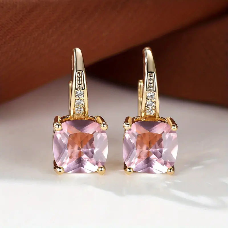 Hoop earrings with a mystical stone and sapphire | Gold