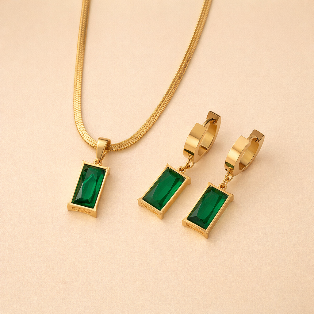 Elegant gold necklace with a moon and zircon