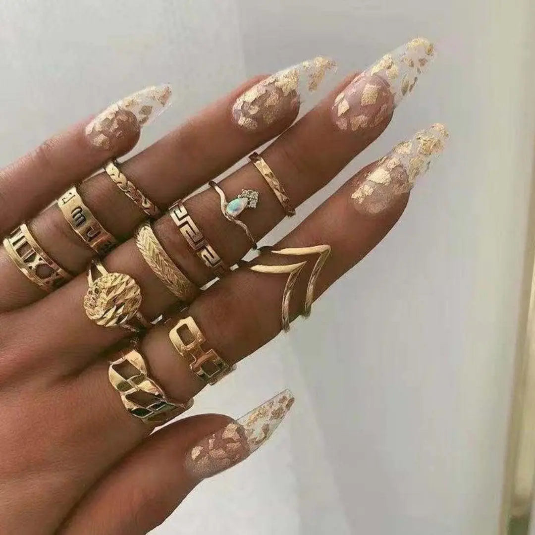 Boho sõrmuste komplekt (8–12 tk)