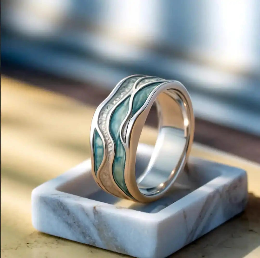 Türkiisine Seasilver Ripple sõrmus