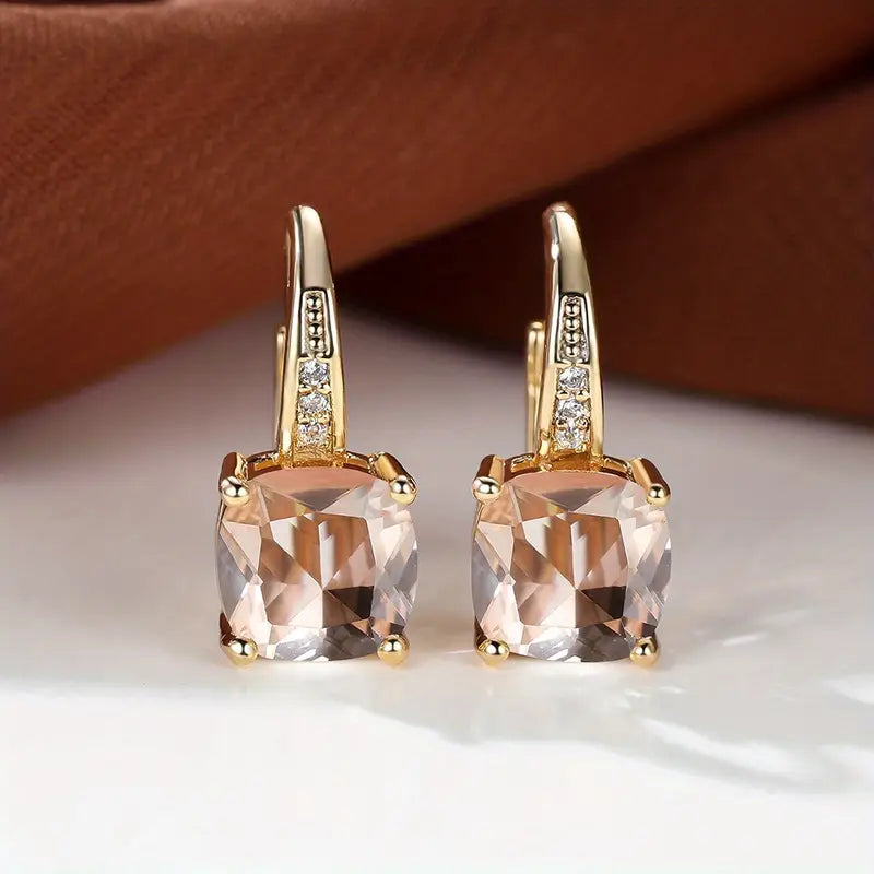 Hoop earrings with a mystical stone and sapphire | Gold