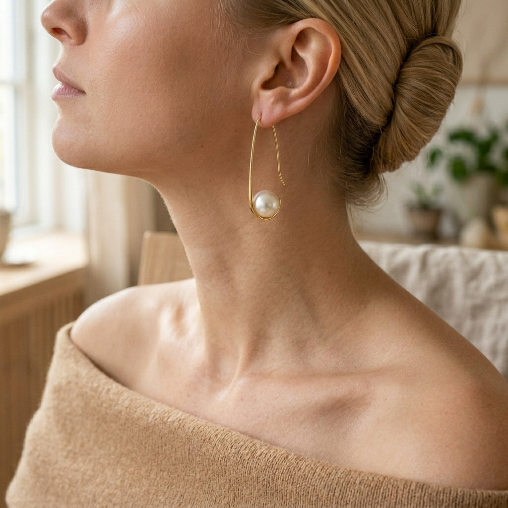 Elegantsed rippuvad pärlikõrvarõngad