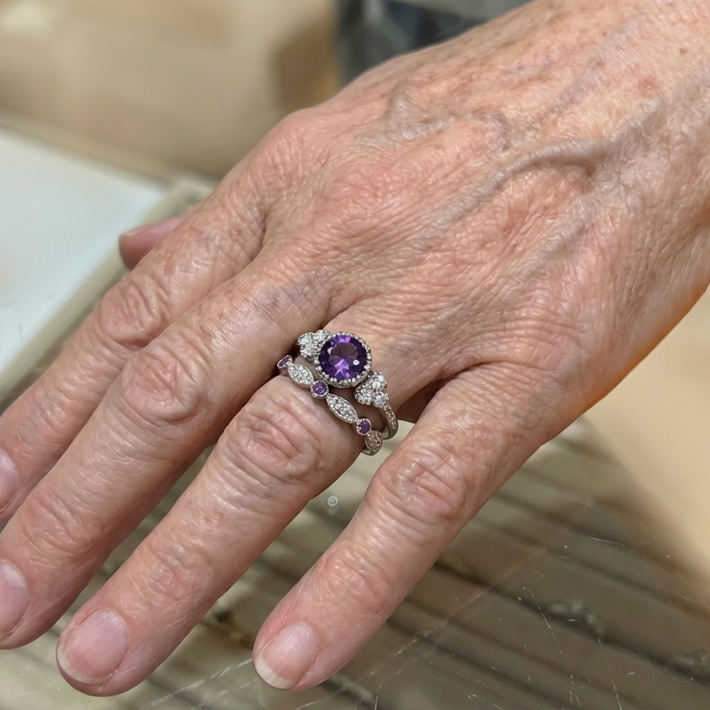 Violetis Kroon Sõrmuste Komplekt | Valge kuld