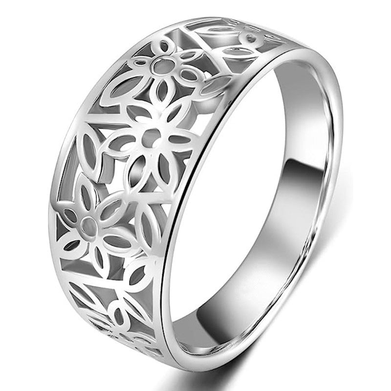 Õrn lillekujuline sõrmus "Daria" | Valgekuldne