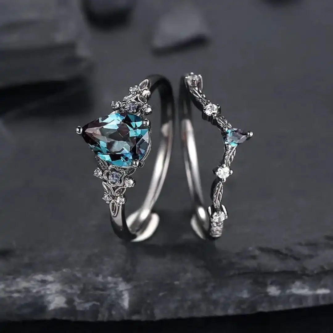 Mustade sõrmuste komplekt tsirkooniga
