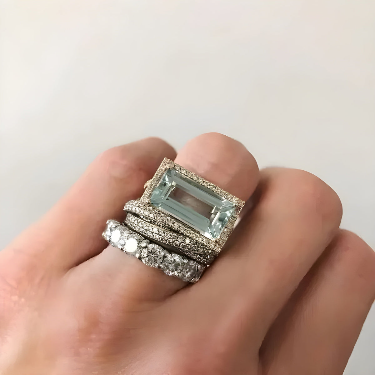 Vintage hõbedaste sõrmuste komplekt türkiisi ja klaasiga