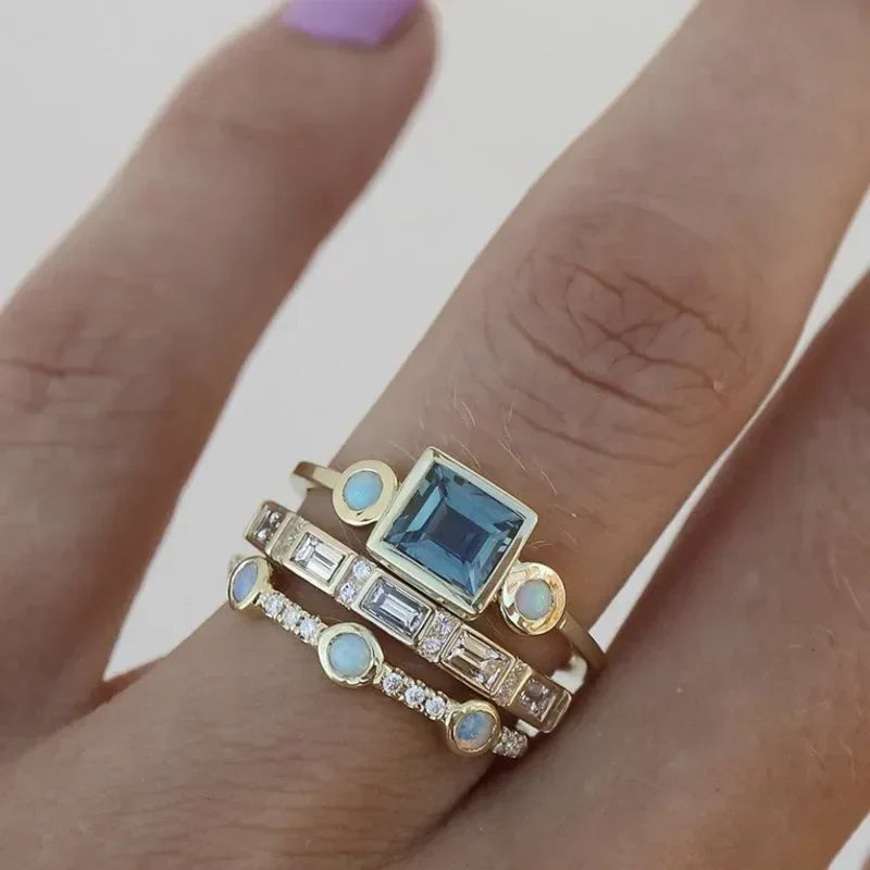 Timeless Azure sõrmuste komplekt | Kuldne