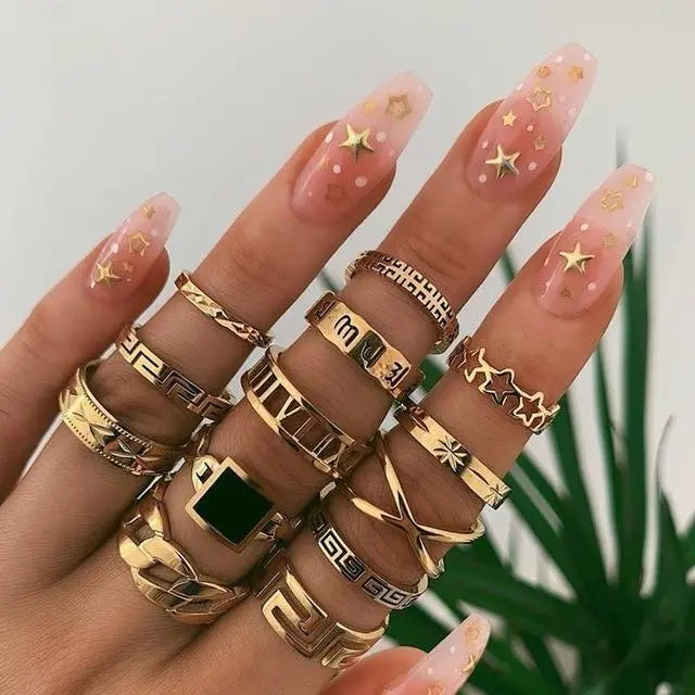 Boho sõrmuste komplekt (8–12 tk)